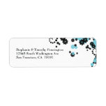 Elegant aqua + black flowers address label