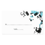 Elegant aqua + black flowers wedding place card business cards