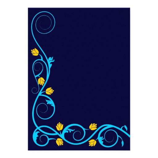 Elegant Aqua Blue and Yellow Swirls Invitation