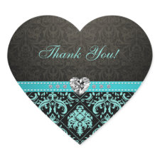 Elegant Aqua Blue / Black Damask 