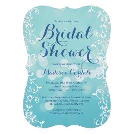 Elegant Aqua Blue Bridal Shower Invitations