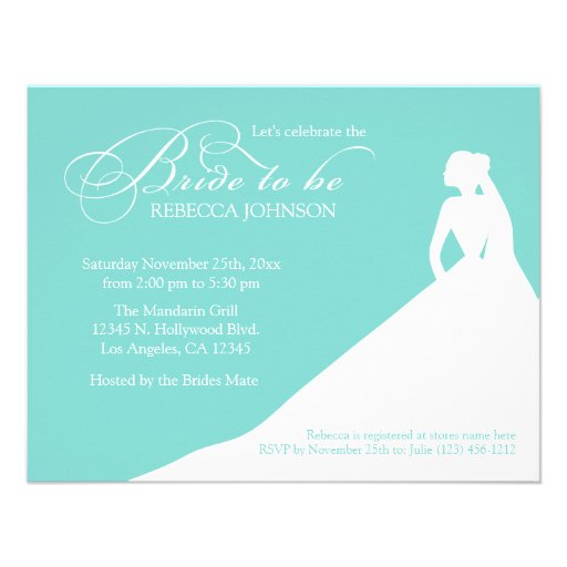 Elegant aqua blue 'Bride to Be' bridal shower Custom Invites