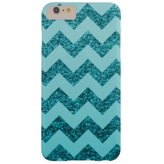 Elegant Aqua Blue Glitter Chevron iPhone 6+ Case Barely There iPhone 6 Plus Case
