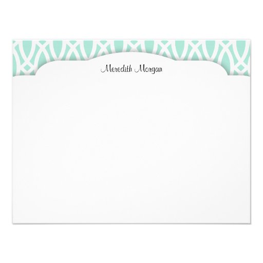 Elegant Aqua Blue Modern Trellis Personalized Personalized Announcement