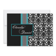 elegant aqua damask wedding invitation invitation