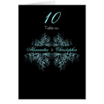 Elegant Aqua Flower Swirls Table Number Card