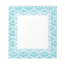 Elegant Aqua Teal Blue Calligraphic Damask notepads