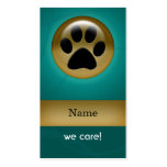 elegant aqua teal paw print pet care Business Card business cards