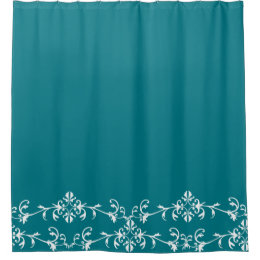 Elegant Aqua Vintage Flourish Shower Curtain