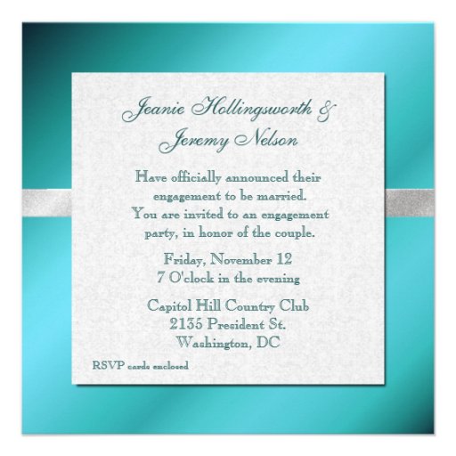 Elegant Aquamarine and Silver Party Invitations
