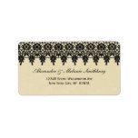 Elegant arabesque black lace address label