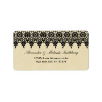 Elegant arabesque black lace address label