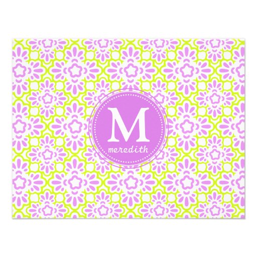 Elegant Arabesque Damask Lilac Purple Personalized Personalized Announcement