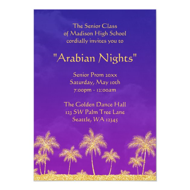 Elegant Arabian Nights Prom Formal Invitation