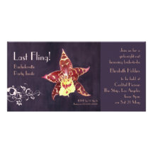 Elegant art deco black orchid Bachelorette invites Photo Greeting Card