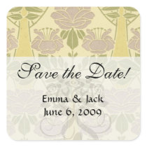 elegant art deco flora bliss square sticker