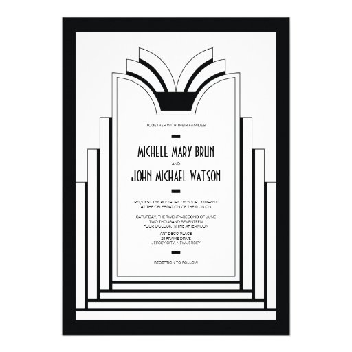 Elegant Art Deco Frame Retro Wedding Invitation