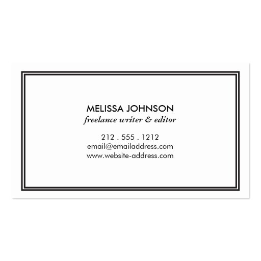 ELEGANT ART DECO STYLE in BLACK & WHITE II Business Cards (back side)