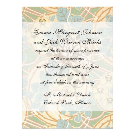 elegant art nouveau summer floral pattern custom invite