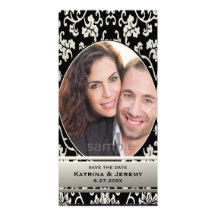 Elegant Asian Floral Damask Custom Save the Date Photo Card Template