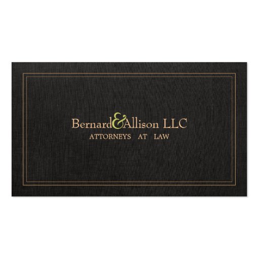 Elegant Attorney Faux Black Linen Business Card
