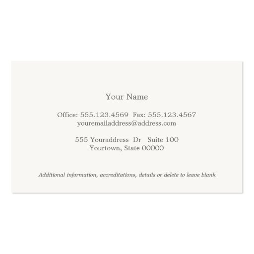 Elegant Attorney Plaque Style Beige Linen Look Business Card Template (back side)