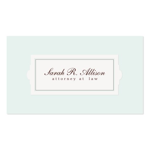 Elegant Attorney Plaque Style Light Blue Business Cards (front side)
