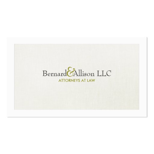 Elegant Attorney Subtle Linen Look Business Card (front side)