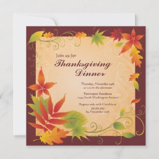 Elegant autumn color Thanksgiving party invitation invitation