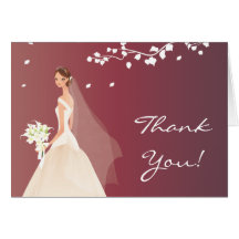 Elegant Autumn Crimson Bride Thank You Note Card