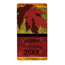 Elegant Autumn Leaves Thanksgiving Wine Label