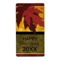 Elegant Autumn Leaves Thanksgiving Wine Label