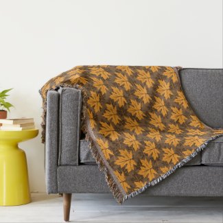 Elegant autumn maple leaves in fall colors throw blanket