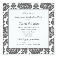 Elegant B&W damask graduation party invitations. Custom Announcement