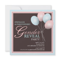 Elegant Baby Balloon Gender Reveal Invitation