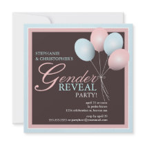 Elegant Baby Balloon Gender Reveal Invitation