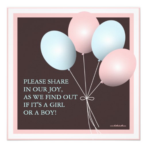 Elegant Baby Balloon Gender Reveal Invitation