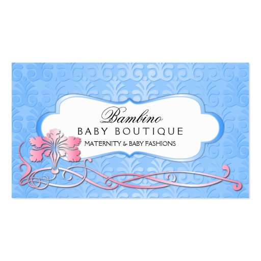 Elegant Baby Boutique Blue Shimmer Business Cards (front side)