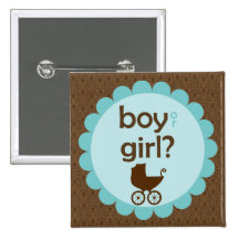Elegant Baby Carriage Gender Reveal Party Pinback Button