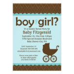 Elegant Baby Carriage Gender Reveal Party Invitations