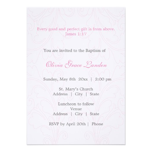 Elegant Baby Girl Baptism Invitation