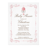 Elegant Baby Rattle Girl Baby Shower Invitation invitations