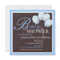 Elegant Baby Shower Blue Balloons Invitation