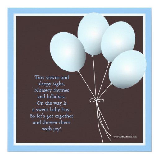 Elegant Baby Shower Blue Balloons Invitation