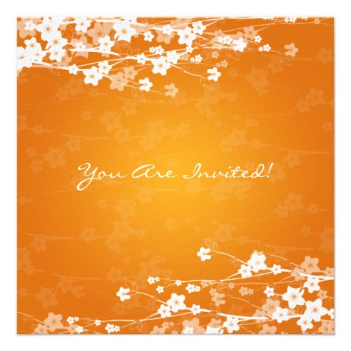 Elegant Baby Shower Cherry Blossom Orange Personalized Invitation