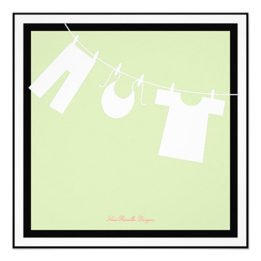 Elegant Baby Shower Clothes Line Green Invitation