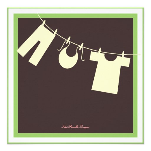 Elegant Baby Shower Clothes Line Green Invitation