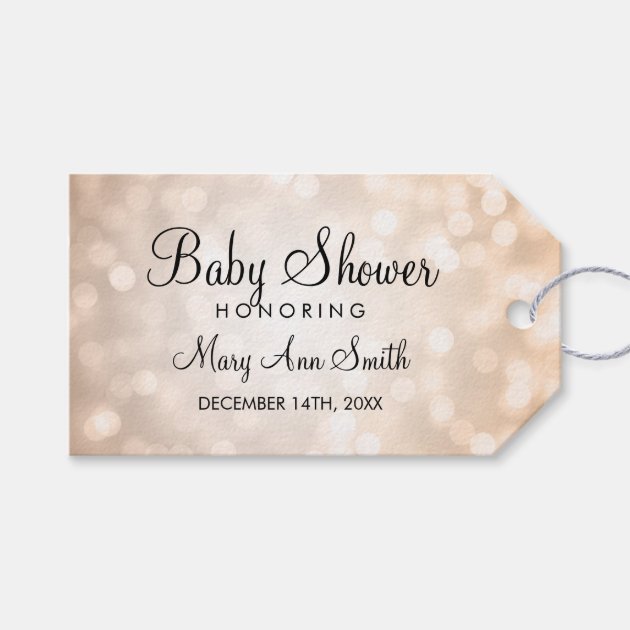 Elegant Baby Shower Favor Copper Glitter Lights Pack Of Gift Tags