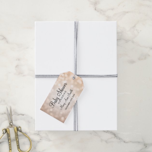 Elegant Baby Shower Favor Copper Glitter Lights Pack Of Gift Tags-2