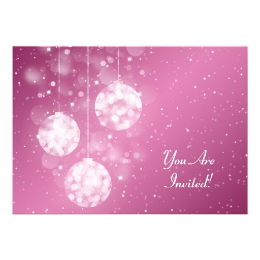 Elegant Baby Shower Festive Baubles Pink Invitation